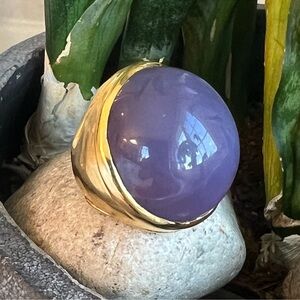 14k Gold and Purple Calcedony Decorative Sphere enlarged to size 7